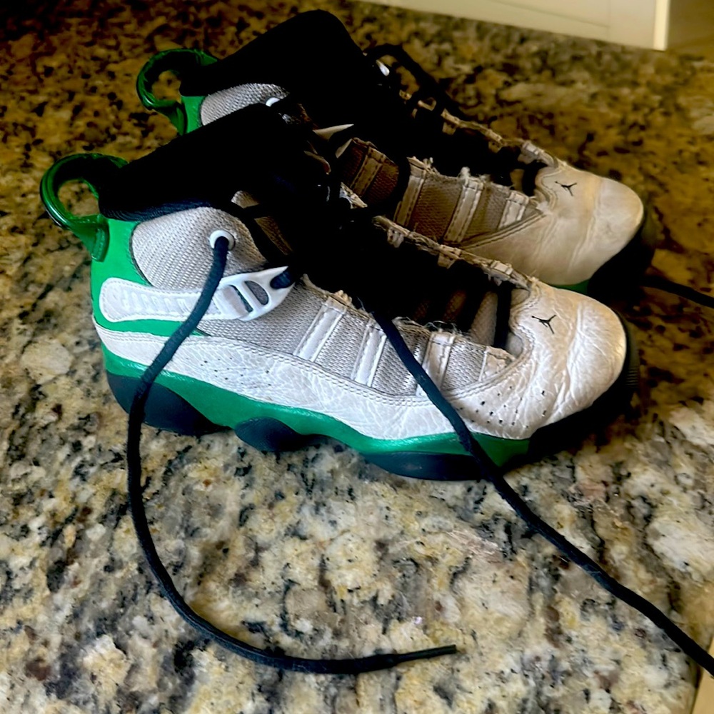 Nike air Jordan’s white with green and black